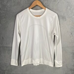 Lululemon Long Sleeve Athletic Shirt White Textured Stripe Athleisure Size L XL